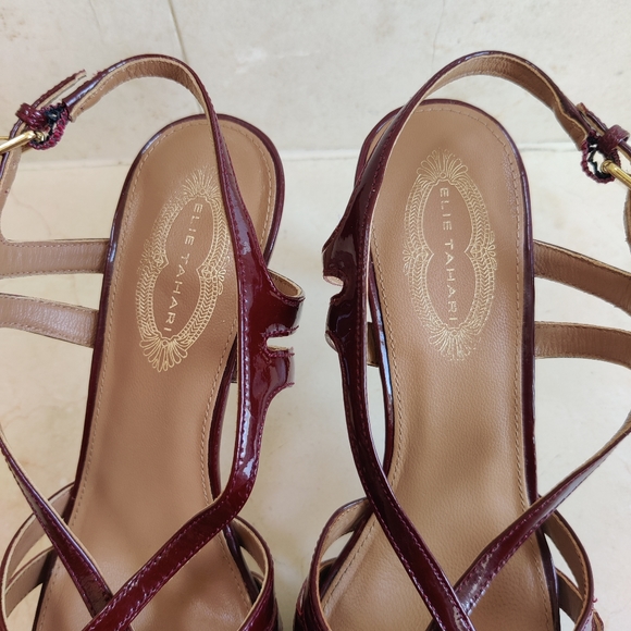 Wine Red 4" Strappy Heels Elie Tahari - Picture 8 of 10
